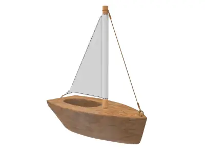 Wooden sailboat 3D model