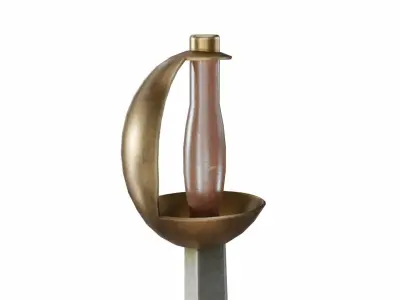 Curved sword 6 Low-poly 3D model