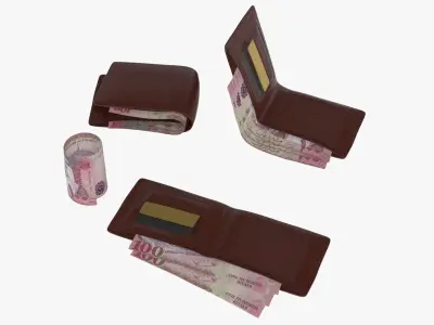 Saudi 100 Riyals Wallet Money Purse 3D model