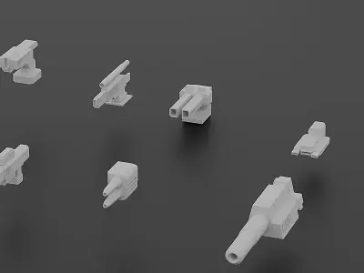 45 Hard Surface Piece Mech Add on Kitbash Set Low-poly 3D model
