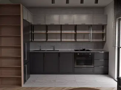 Industrial Style Apartment Interior with CAD Plan 3D model