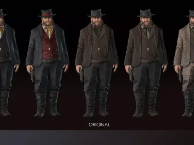Western Character Joseph - Survival RPG Cowboy Man Low-poly 3D model