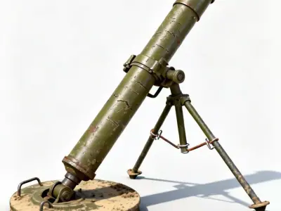 Battle-Worn Infantry Mortar 3D Model Low-poly 3D model