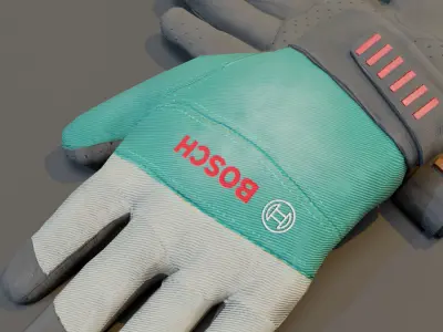 Realistic Bosch Industrial Glove with PBR Texture Low-poly 3D model