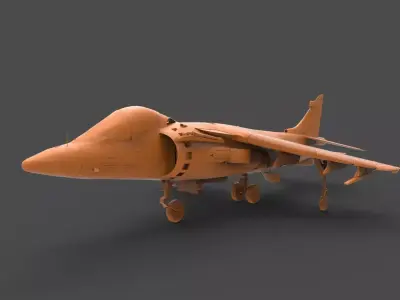 AV-8B orange fighter jet 3D print model