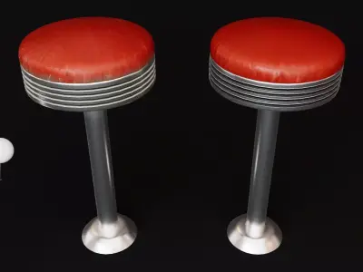 Retro American Diner Bar Stool 3D model