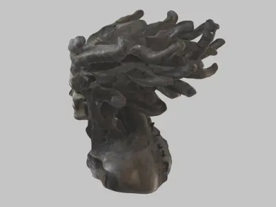 Fantasy Monolith Woman head figure bust Low-poly 3D model
