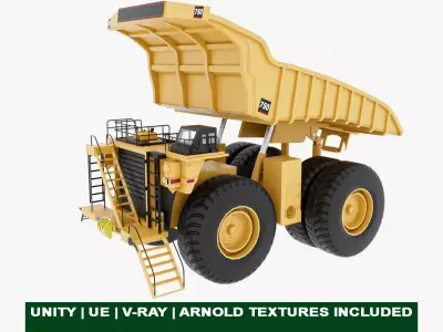 Generic Mining Truck Rigged And Animation GameReady Low-poly 3D model