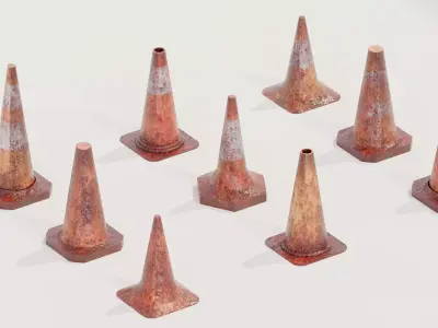 Bloody Traffic Cone Pack Low-poly 3D model