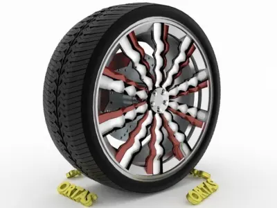 ORTAS CAR WHEEL RIM 114 GAME READY WHEEL RIM TIRE 3D model
