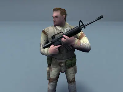 US Army Soldiers Low-poly 3D model