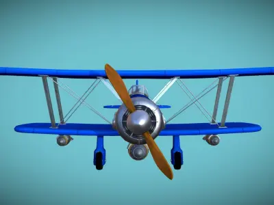 Stylized Biplane Low-poly 3D model
