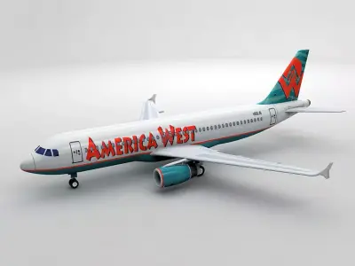 Airbus A320 Airliner - America West Low-poly 3D model