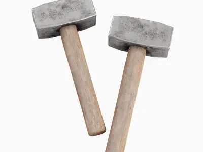 Industrial Wooden Hammer Set Low-poly 3D model