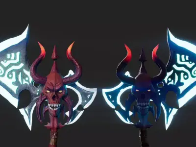 Skull Faced Double Sided AXE 3D model