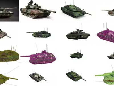 Tank Pack 19 Models Low Poly included Realistic Military Set