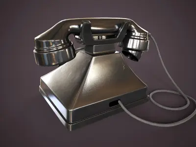 Vintage Rotary Phone Low-poly 3D model