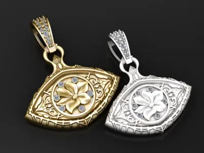 ANTIQUE EYES SHAPE PENDANT 3D PRINTABLE MODEL 3D print model