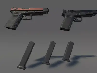Zombie Burst Pistol Low-poly 3D model
