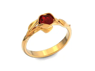vintage Leaves flower Engagement Ring 1060 3D print model