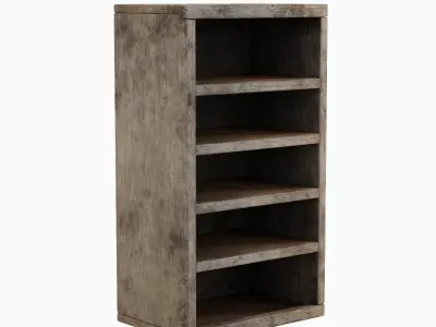 Old Wooden Bookshelf 04 Low-poly 3D model