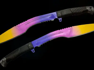 Knife Kukri - Gradient colors Low-poly 3D model