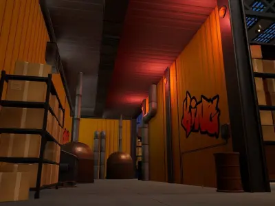 Stylized Low Poly FPS Map 1 - Warehouse Low-poly 3D model