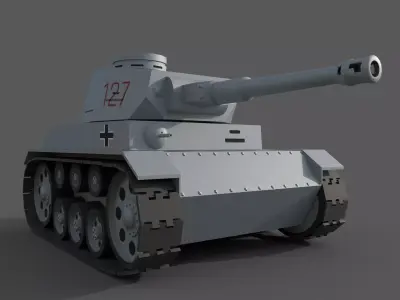 Cartoon Pz IV F2 Low-poly 3D model