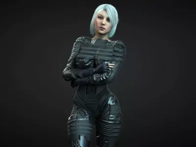 Futuristic Woman  Low-poly 3D model