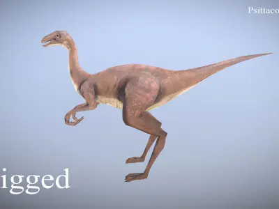 Thai Dinosaur Kinnareemimus Low-poly 3D model