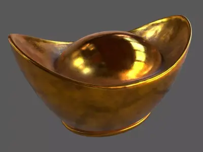 Gold Chinese Ingot Sycee Low-poly 3D model