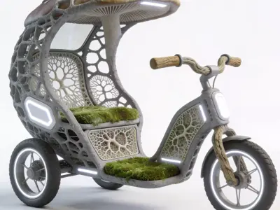 Bio-Hybrid Mushroom Cap Trike Low-poly 3D model