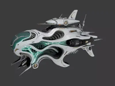Futuristic Bio-Organic Sci-Fi Spaceship 3D model