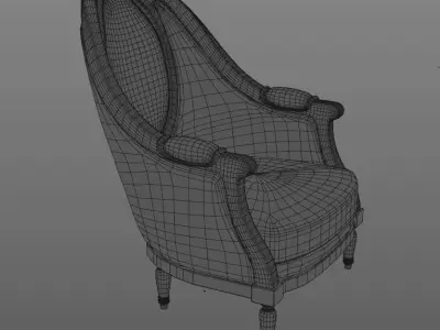 Beautiful French Antique Louis XVI style  armchair 3D model