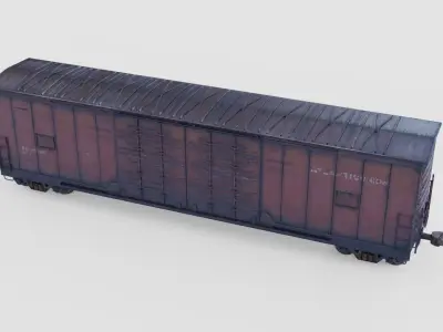 BOXCAR  - cargo train PBR Low-poly 3D model