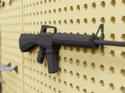 Low poly M16 rifle Low-poly 3D model