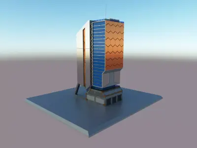 Futuristic sci-fi building Low-poly 3D model