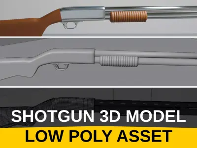 Pump Action Shotgun - 3D Model Low-poly 3D model