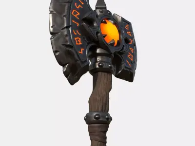 Stylized Fantasy Rune Axe - Game Ready Low Poly Low-poly 3D model