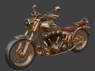Steampunk Custom Cruiser Motorcycle 3D Model Low-poly 3D model