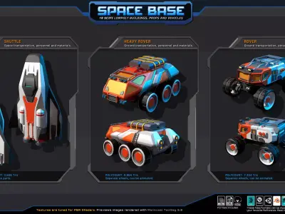 Low Poly SPACE Base  Low-poly 3D model
