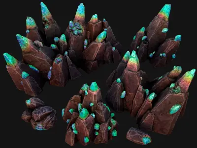 Crystals Gem Gemstone Minerals for the Mine Low-poly 3D model