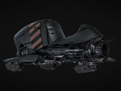 JetBike spacecraft with stripe Low-poly 3D model