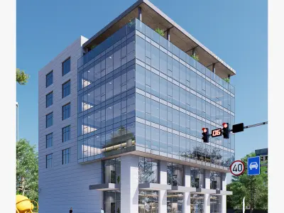 office building Low-poly 3D model 3