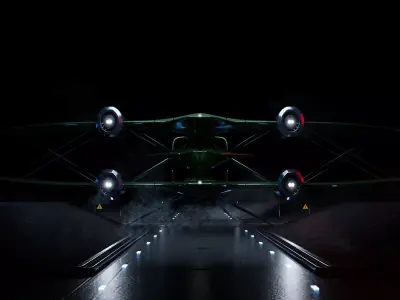 Spaceship fighter jet in night sky 3D model