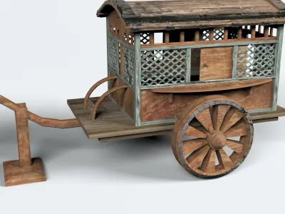 Old Chinese Qin-Han Dynasty Style  Horse Drawn Carriage 3D model