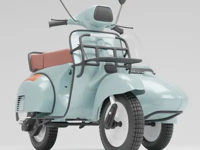 Vespa Sprint  With Sideca Low-poly 3D model