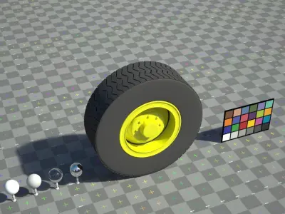 Wheel and tire Low-poly 3D model