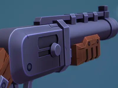 Stylized Steampunk Shotgun Low-poly 3D model