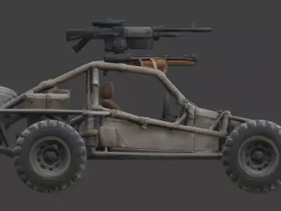 Wild West Military Sand Buggy 3D Model Low-poly 3D model